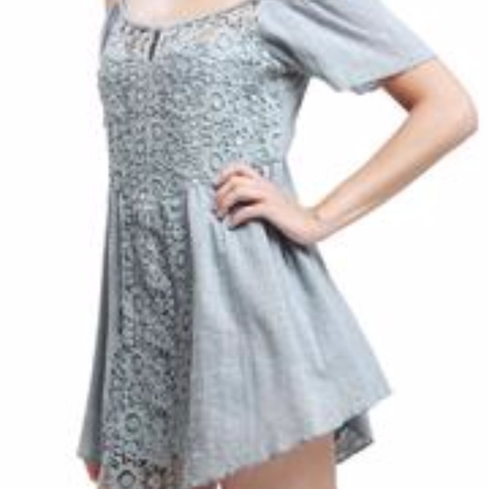 Blu Pepper Crochet Blue swing Top M - Picture 4 of 8